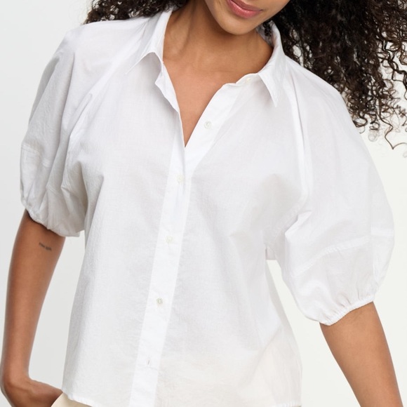 Antonio Melani Linen Blend Button Up Blouse Pouf Short Sleeve Sz XL - Picture 4 of 14